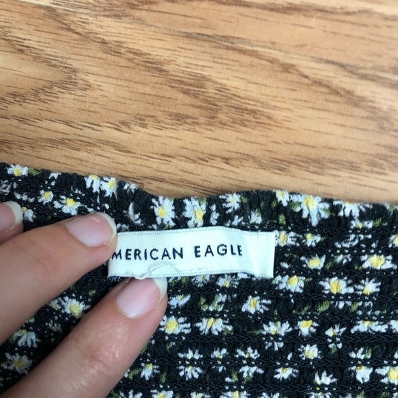 American Eagle Black Daisy High Shorts Medium - Picture 5 of 6